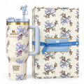 Ivory Blue Bows Tumbler with Gift Box | BB Designs by GSK