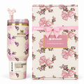 Ivory Pink Bows Tumbler with Gift Box | BB Designs by GSK