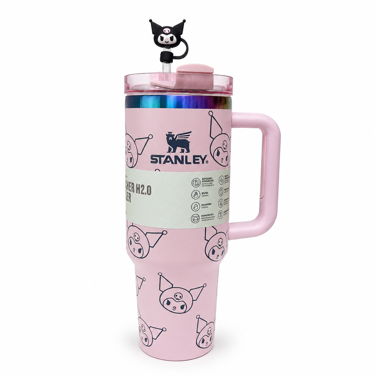 Kuromi Party Pink Tumbler with Straw Topper | BB Designs by GSK