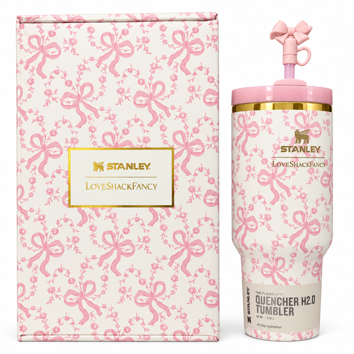 White and Pink Bows Tumbler Gift Set | BB Designs by GSK